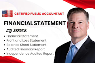 prepare financial statement, balance sheet, p and l, cashflow statement as CPA