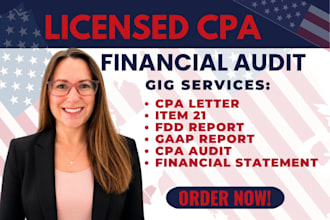 prepare financial audit perform item 21 fdd financial statement gaap report