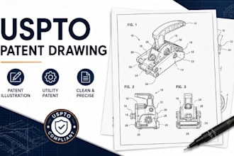 uspto patent drawing, utility patent illustration, patent figures