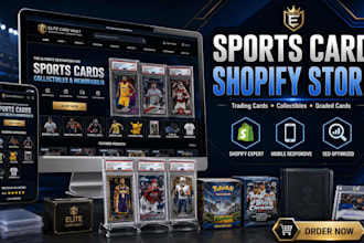 design sports card shopify store, trading card website, collectibles website