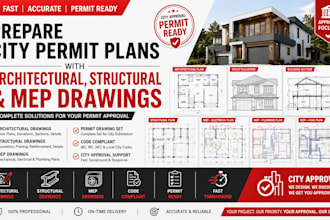 prepare city permit plans with architectural structural and mep drawings