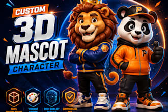design a custom 3d mascot character for brands business and game