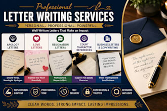 write apology, court character, resignation letters and business copywritting