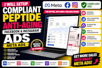setup compliant peptide anti aging facebook and instagram ads, meta ads