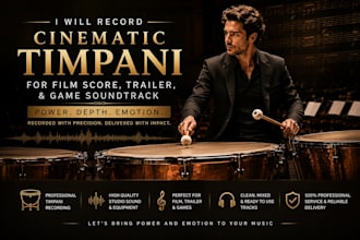 record cinematic timpani for film score trailer, and game soundtrack