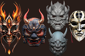 sculpt 3d mask design 3d cosplay armour helmet 3d printable custom mask model