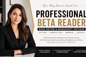 beta read critique memoir, thriller, literary fiction, horror novel books editor
