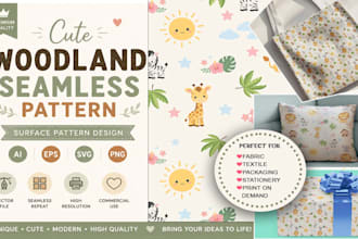 design cute seamless animal patterns for fabric, textile and baby products