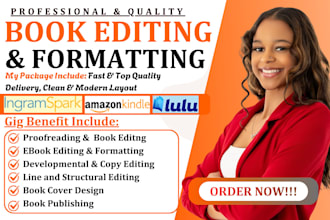 book editing and formatting copy line and developmental editing for amazon KDP
