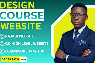 build learnworlds online course, design kajabi website, thinkific, kajabi setup
