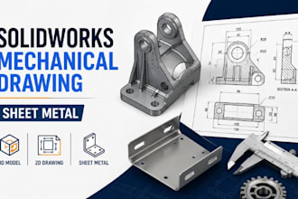 solidworks drawing, mechanical cad,  sheet metal drawing, technical drawing