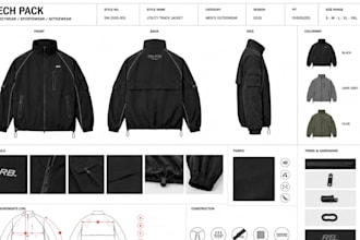 create production ready streetwear sportwear and activewear tech pack