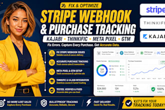 fix stripe webhook kajabi course meta pixel thinkific GTM purchase tracking