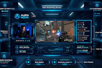 create modern twitch and youtube gaming stream overlay