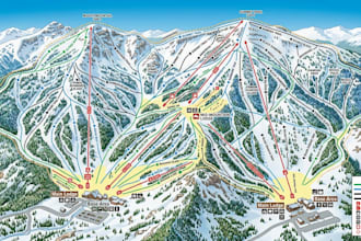 design ski resort map, mountain trail map, ski trail, snow resort illustrations