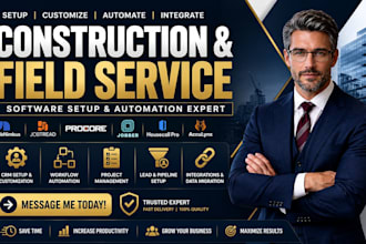 set up jobnimbus, jobtread, procore, jobber, housecall pro, and acculynx