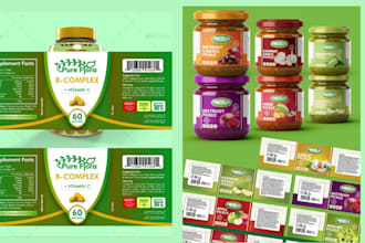design product label design, supplement label, label design and product label