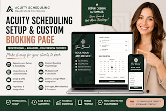 setup acuity scheduling, squarespace scheduling and booking page