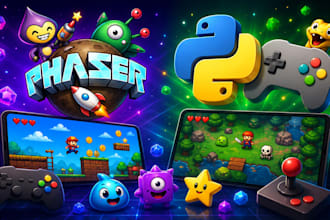create interactive HTML5 mini games app using phaser, python pygame