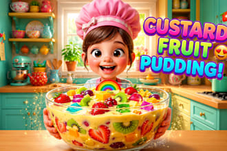 create 3d cartoon kids cooking animation video