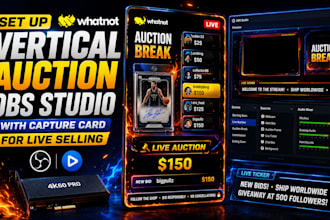 set up whatnot vertical auction obs studio with capture card for live selling