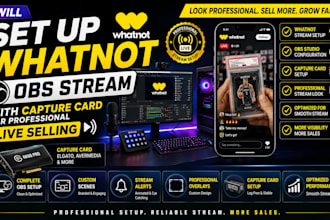 set up whatnot vertical auction obs studio with capture card for live selling
