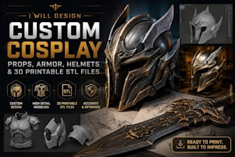 design custom cosplay props, armor, helmets and 3d printable stl files
