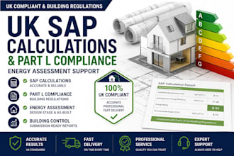 provide UK sap calculations, part l compliance and energy assessment support