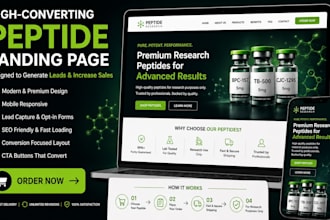build modern peptide landing page research peptide website landing page design