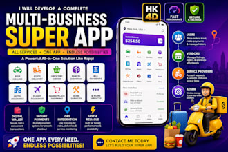 code all in one app, multi business super app for businesses like rappi, hugo