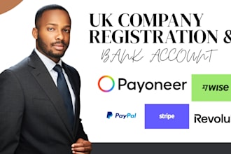 register UK ltd company for amazon, and UK stripe, revolut, wise bank, paypal