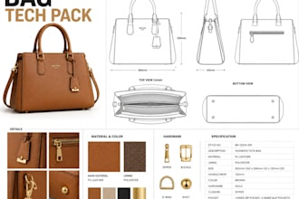 design professional bag tech pack for handbag, backpack, tote and duffle