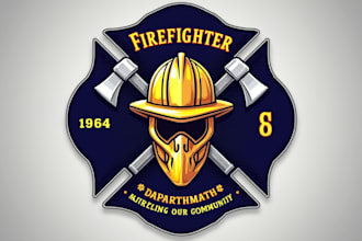do unique fire fighter logo design 1 day
