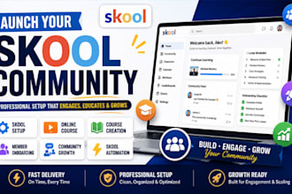 setup skool community, online course, membership and onboarding