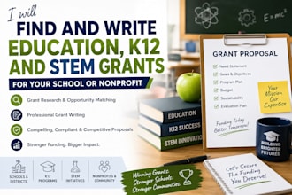 find and write education, k12 and stem grants for your school or nonprofit