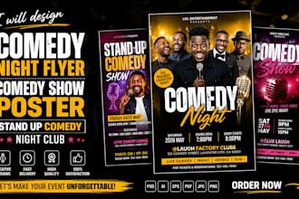 design comedy night flyer, comedy show poster, stand up comedy, night club
