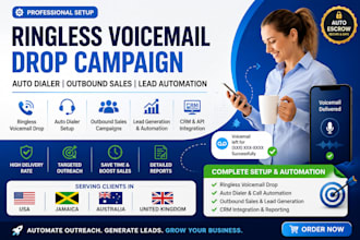 setup usa ringless voicemail drop campaign auto dialer outbound sales lead