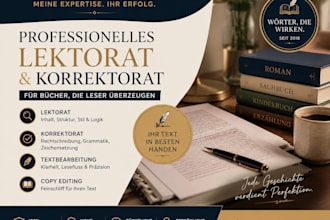 biete professionelles lektorat, korrektorat und textbearbeitung für ihr buch