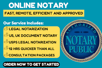 provide fast remote online notary of legal document, usps notarization services