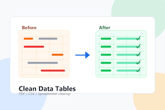 clean excel data and convert PDF tables to spreadsheets