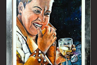 create a custom digital painting or mixed media artwork