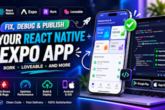 fix errors, bugs and publish your vibecoded react native expo app rork, loveable