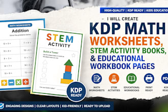 create KDP math worksheets, stem activity books, and educational workbook pages