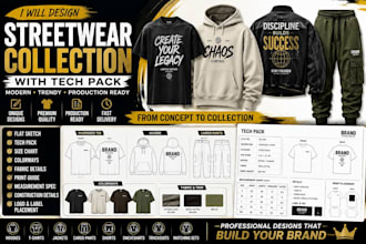 design modern streetwear clothing collection with tech pack