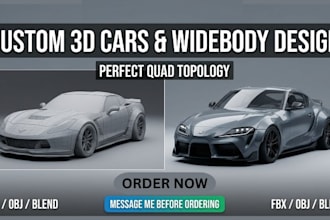 design 3d car  models with custom widebody kits and interior and exterior render