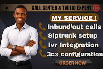 setup sip trunk did number voip 3cx call center with inbound and outbound call