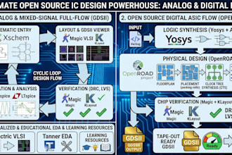 design vlsi circuits using openlane, magic vlsi, xschem and klayout
