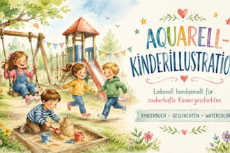 aquarell kinderbuchillustration für kinderbuch geschichtenbuch, buchillustration