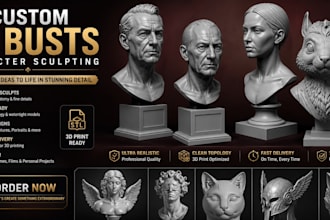 realistic custom 3d portrait bust model for 3d printing  stl files