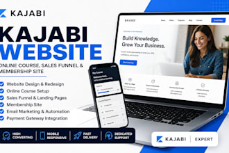 build a kajabi website, online course, sales funnel and membership site